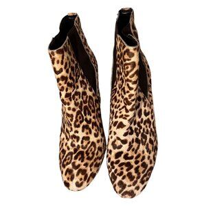Sam Edelman Case Booties Leopard Print Calf Hair Pull On Chelsea Boots Women 8.5